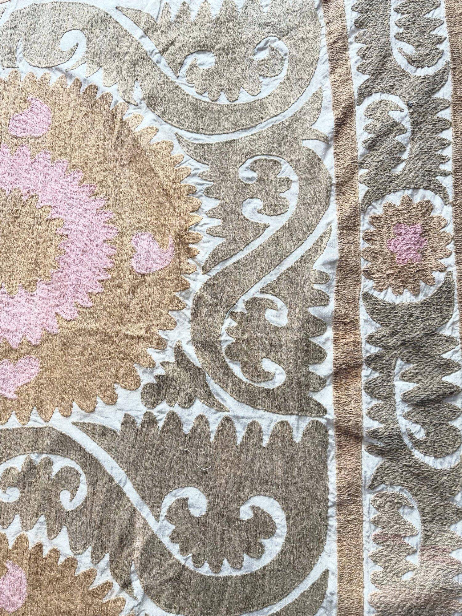 Vintage hand-embroidered Uzbek Suzani 244x335 cm