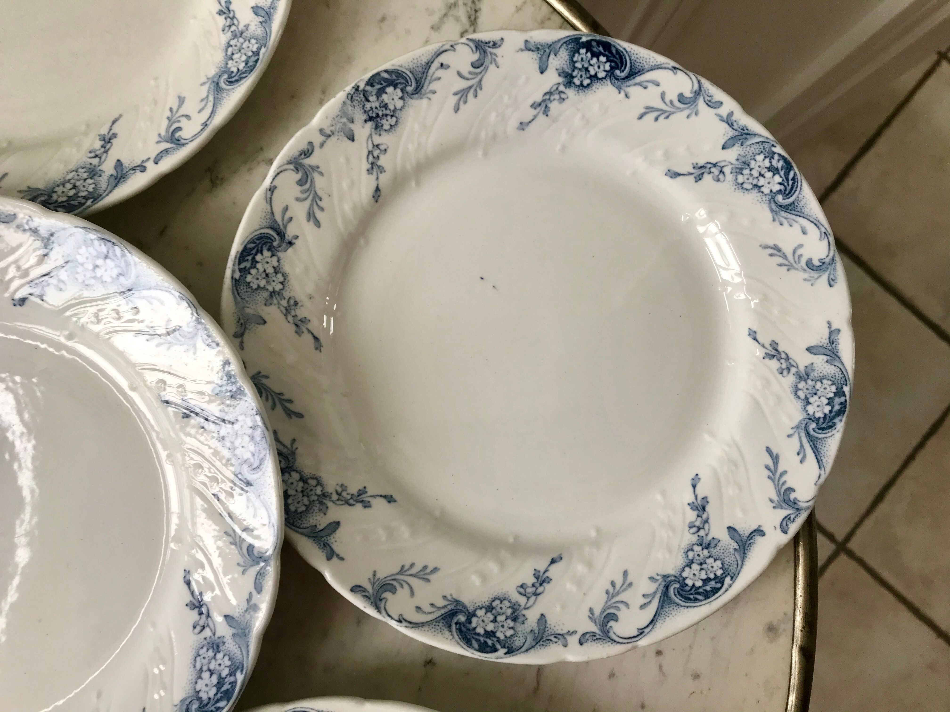 set of 6 dessert plates in K&G Lunéville Ironstone, "Angèle" model, late 19th century
