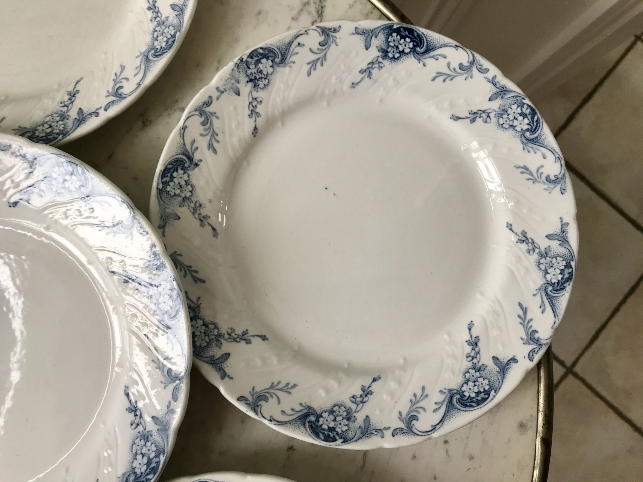 set of dessert plates in K&G Lunéville Iron Earth model "Angèle" late 19th century