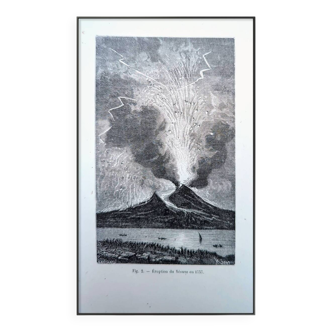 Imprimée en 1868, Eruption du Vésuve en 1737, Italie.