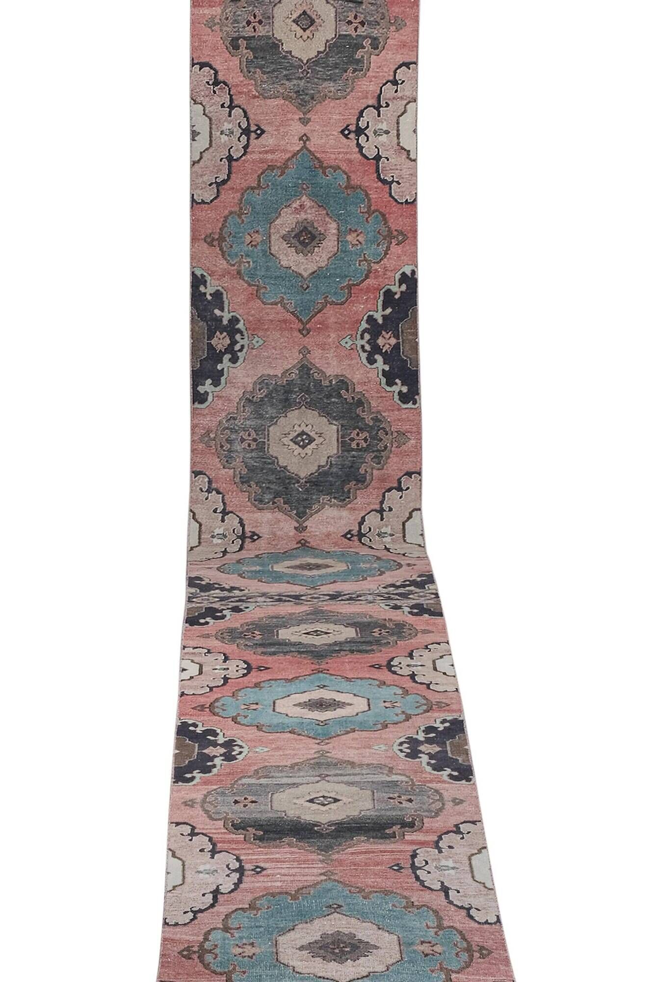 Vintage Turkish hallway rug 86x780 cm