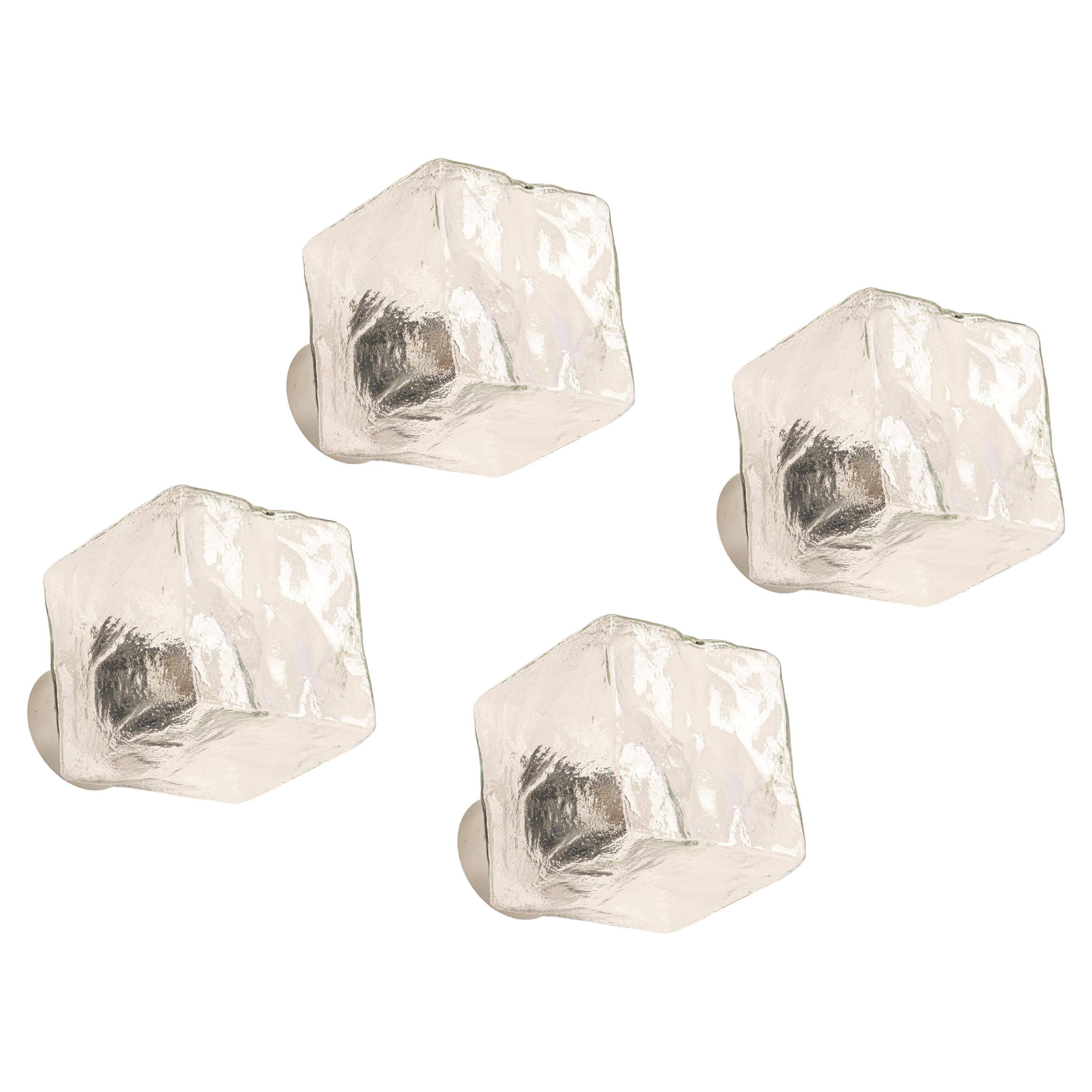 Large frosted glass wall lamp by Murano, designed by Kalmar Cube, Austria, 1960s.