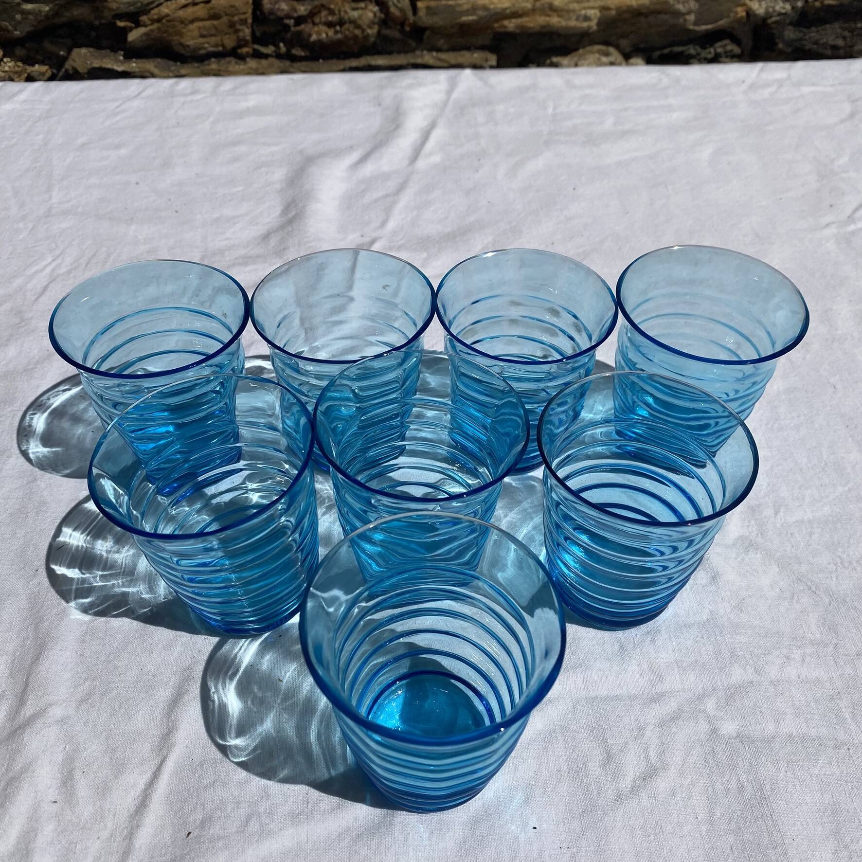 Blue tinted glass cups
