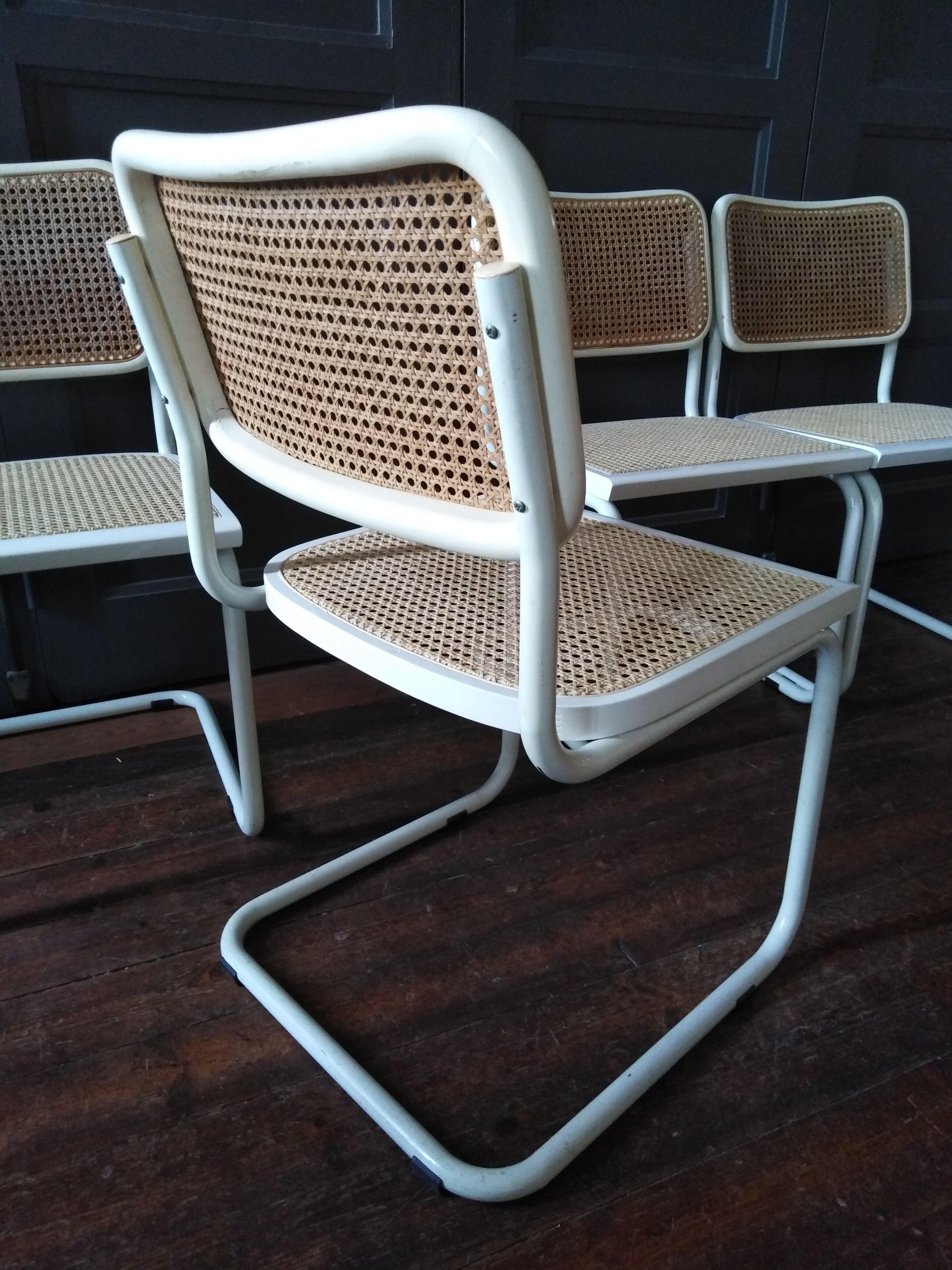 White Cesca B32 Marcel Breuer chairs 1970
