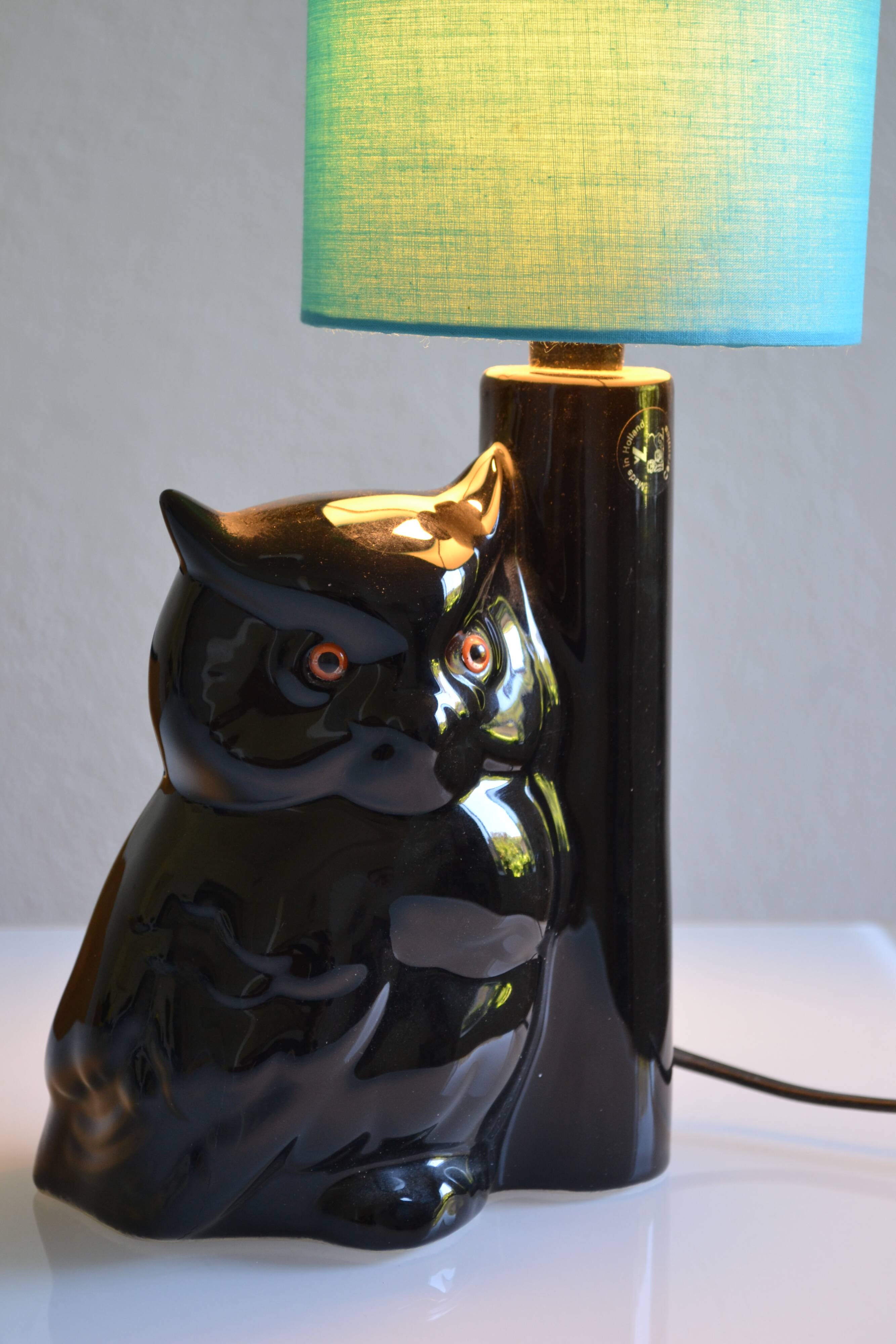 Vintage owl lamp 1980 ceramic holland