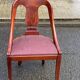 Gondola office chair in solid wood and burgundy fabric 1950