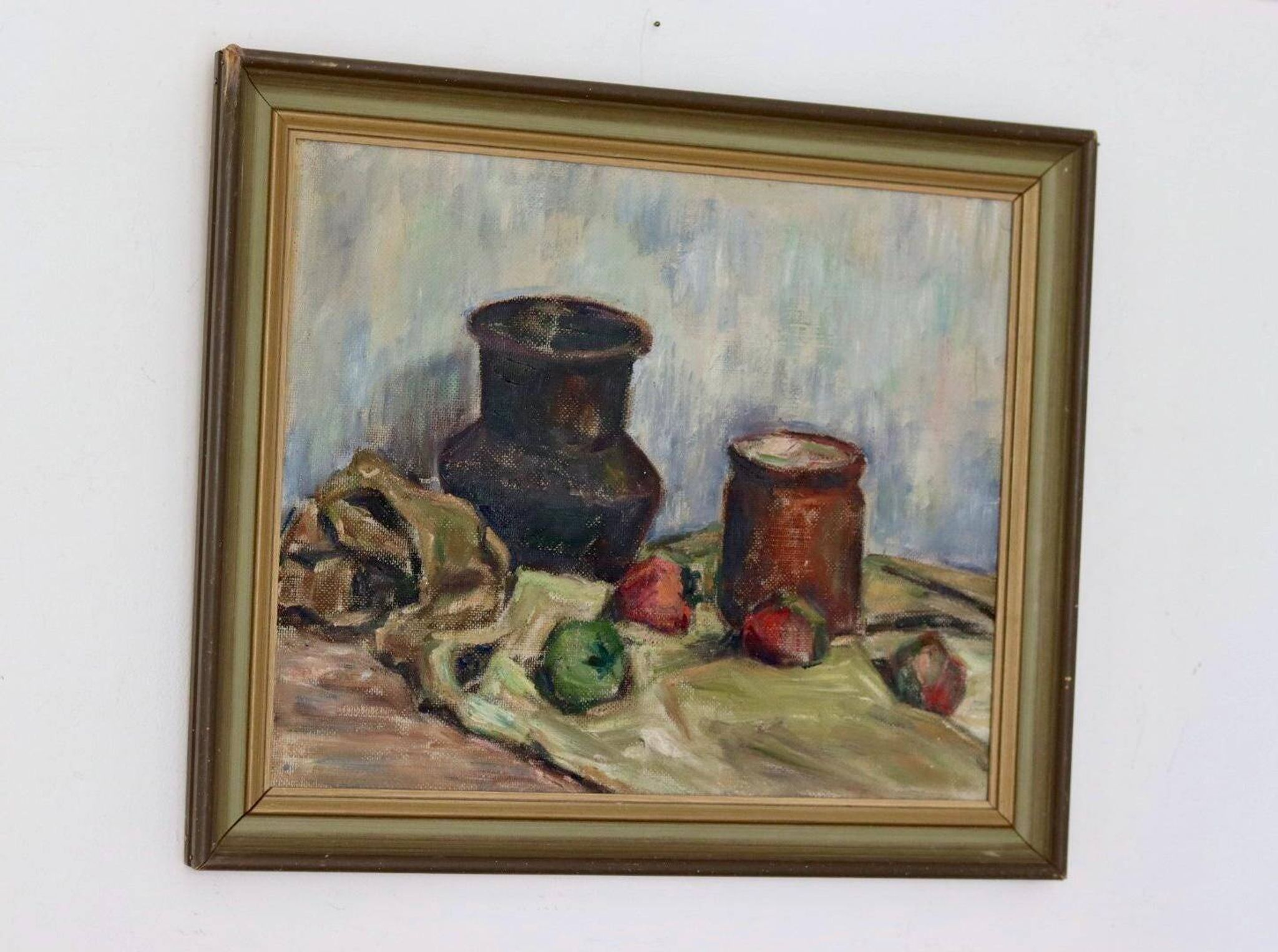 Original Swedish oil on panel "Still Life" vintage and framed.