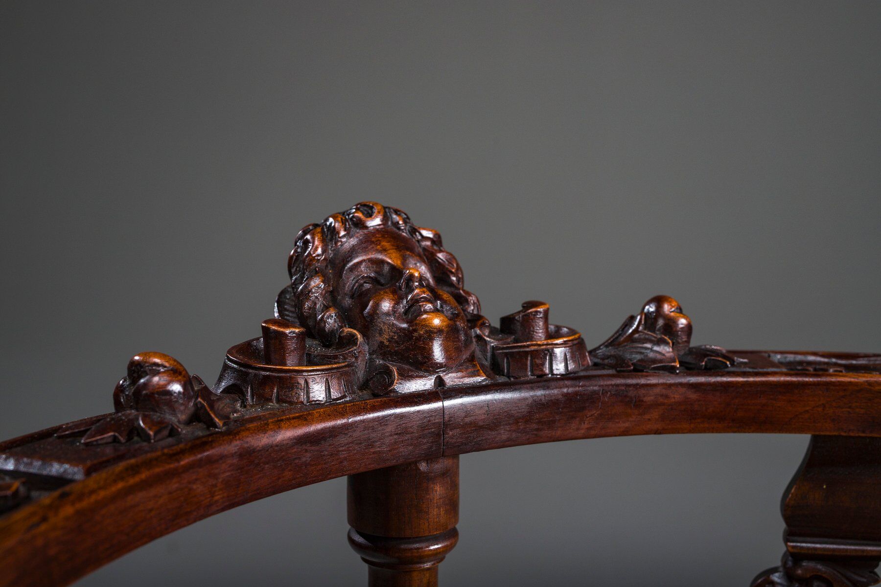 19th century Italian Renaissance style carved walnut corner chairs, set of 2