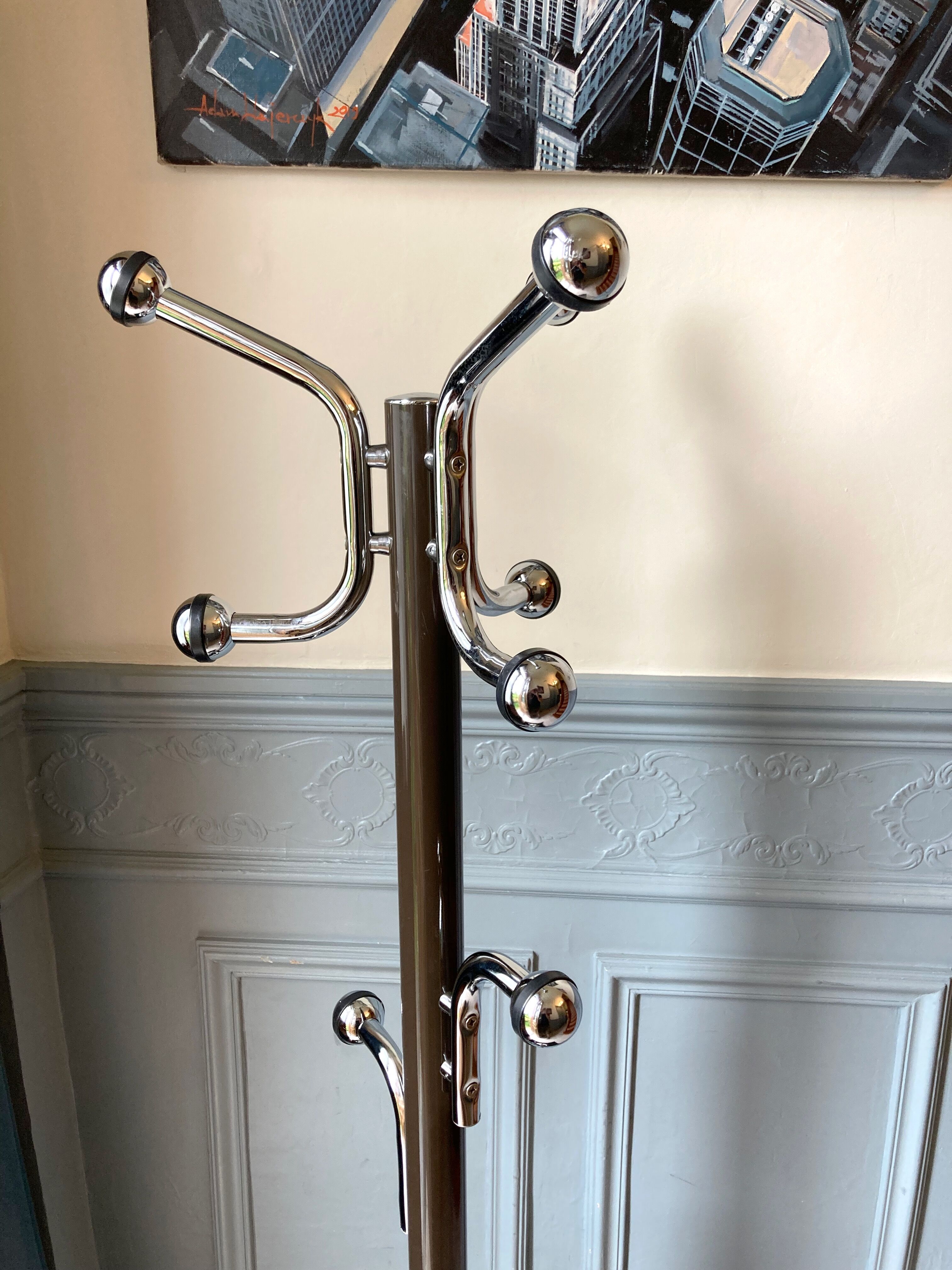 Coat rack on vintage stand
