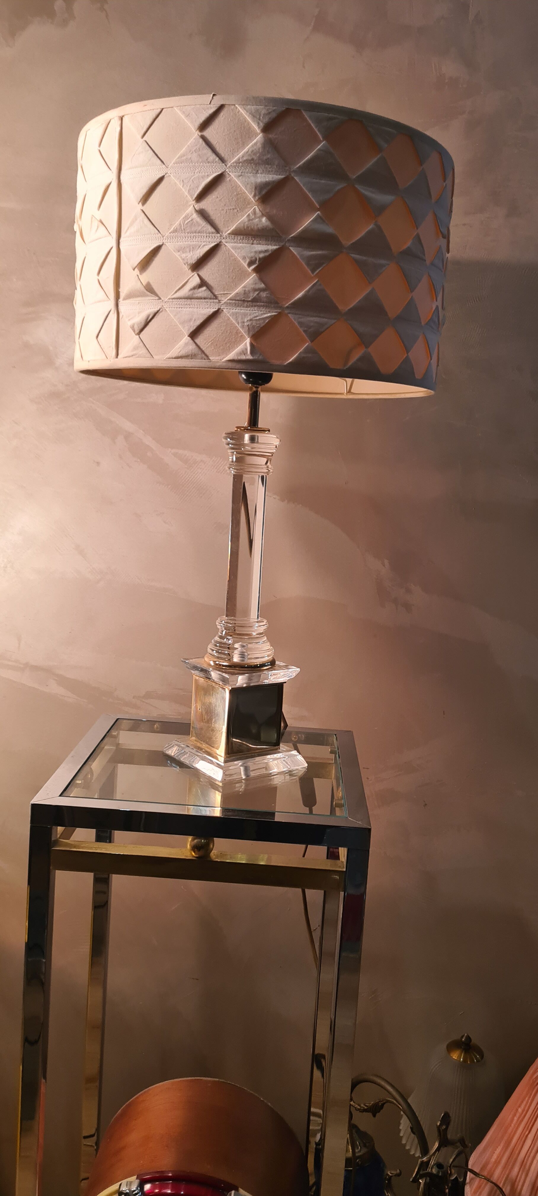 Living room lamp plexi and brass italian desing and deluxe lampshade 58x35