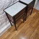 Pair of Louis XVI bedside tables in mahogany - white marble - 3 drawers - gilded