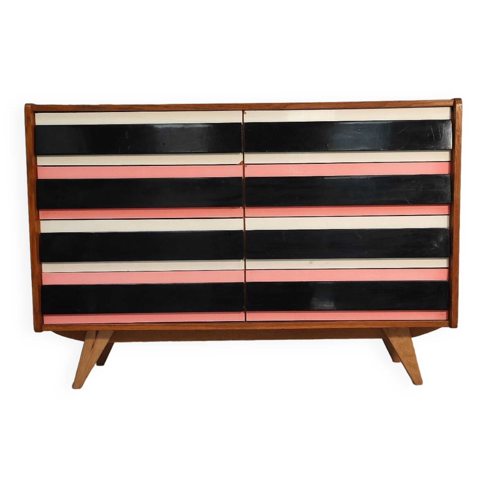 U-453 pink chest of drawers, old edition by Jiri Jiroutek for Interier Praha 1960