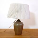 Stoneware lamp with a cotton thread shade, 1970s.