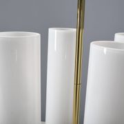 Large Glashütte Limburg brass & opaline chandelier, Germany, 1970s