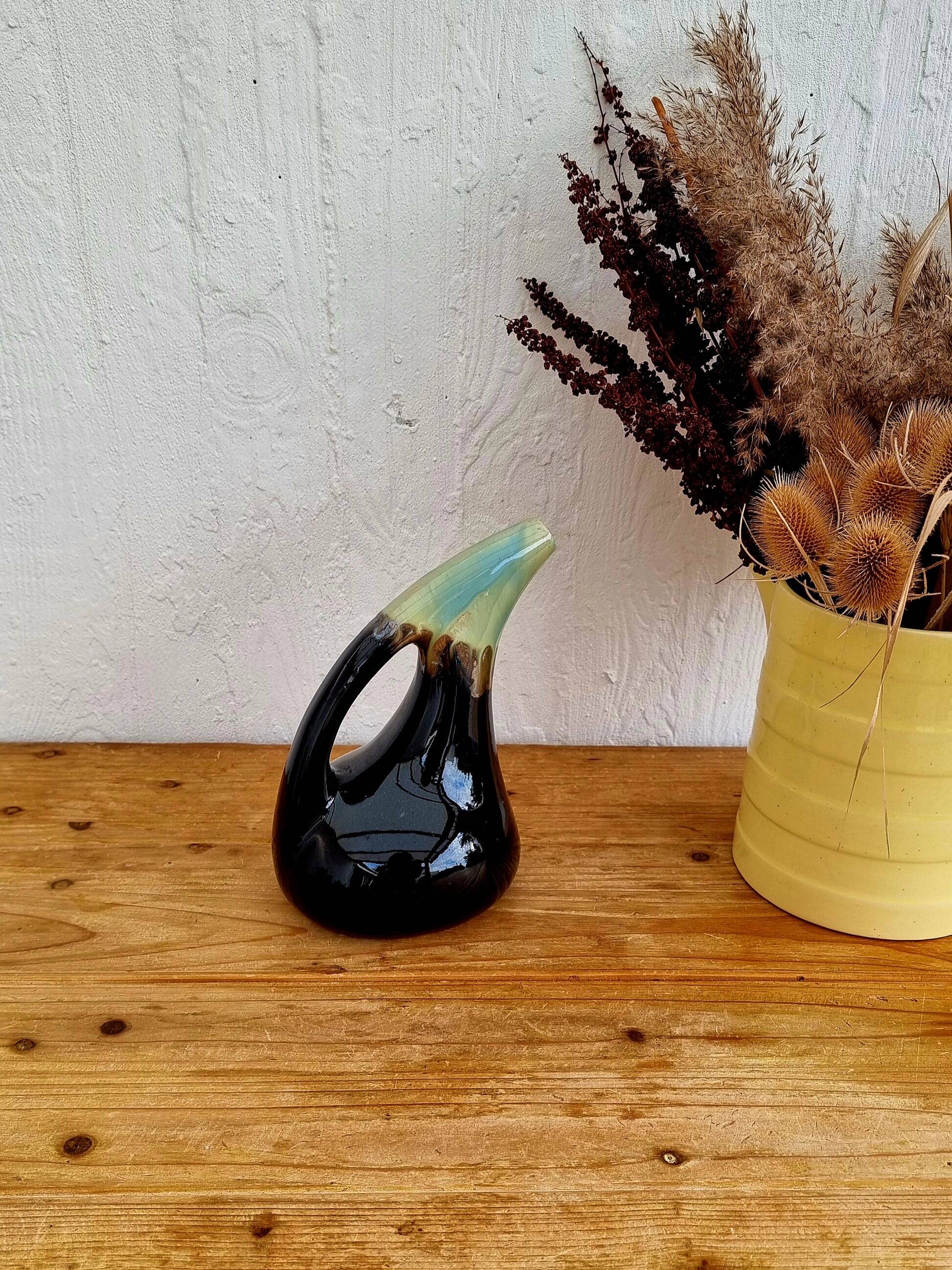 Vintage blue and black ceramic jug