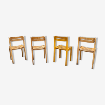 Série de 4 chaises en bois style sornay