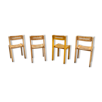 Série de 4 chaises en bois style sornay