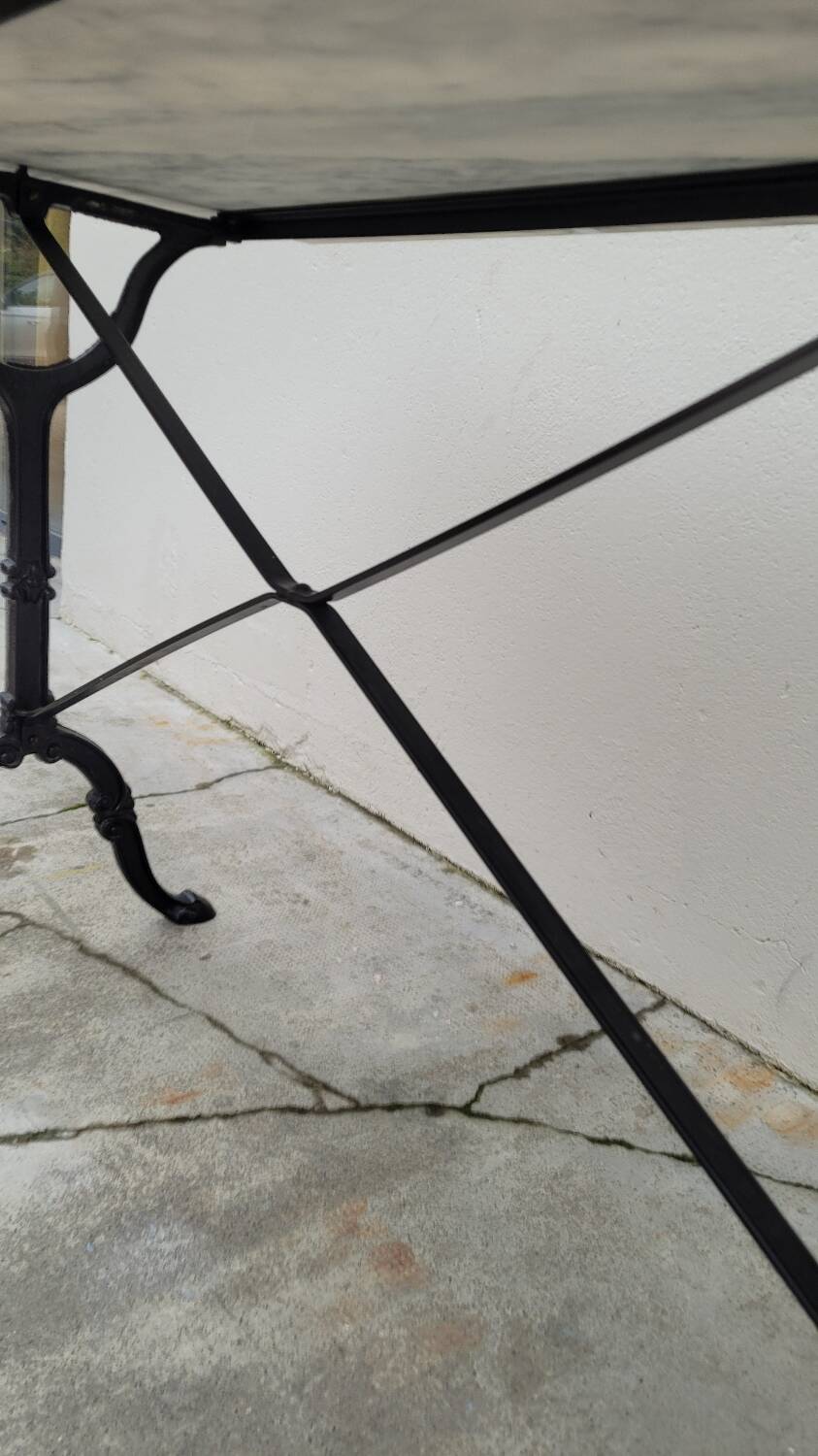 Marble and cast iron restaurant bistro table