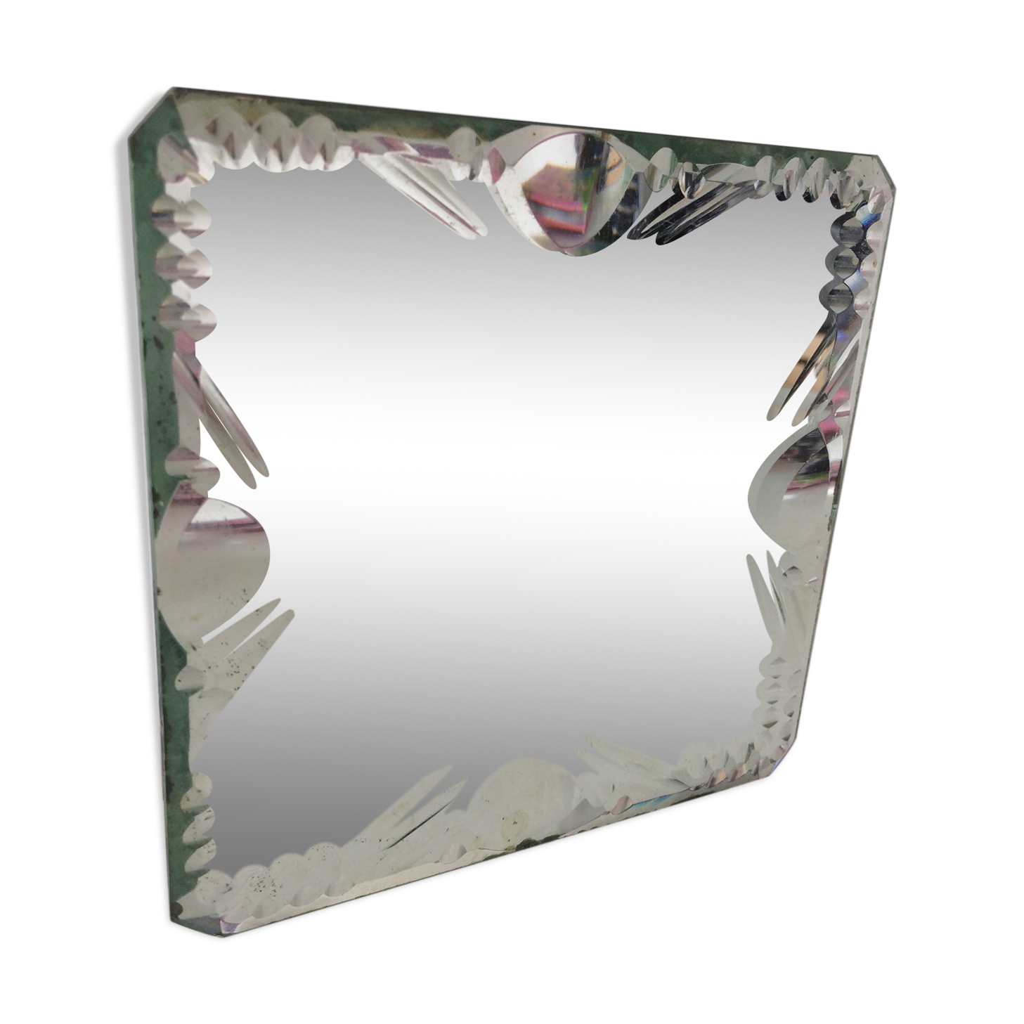 Small beveled mirror vintage 12x12cm