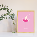 Illustration - pink champagne format A4, 21x29.7cm