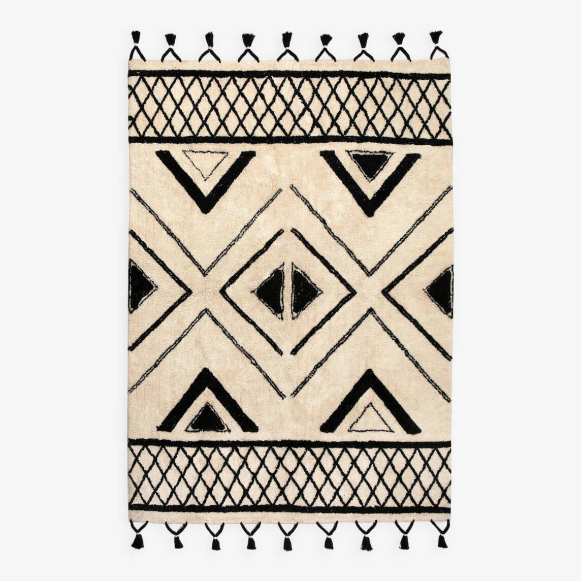 Berber rug 160 x 230 cm white and black