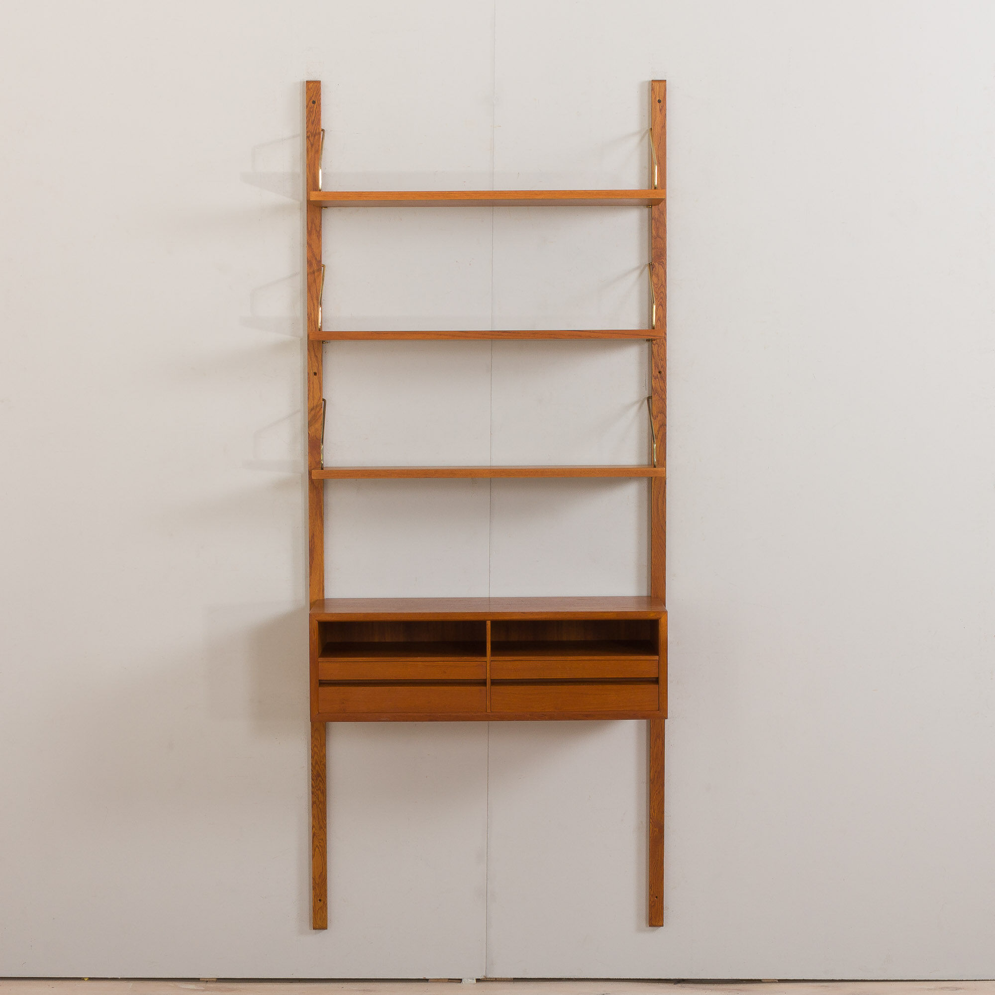 Vintage Poul Cadovius teak entry wall unit bookcase with a console for CADO Denmark, 1960s