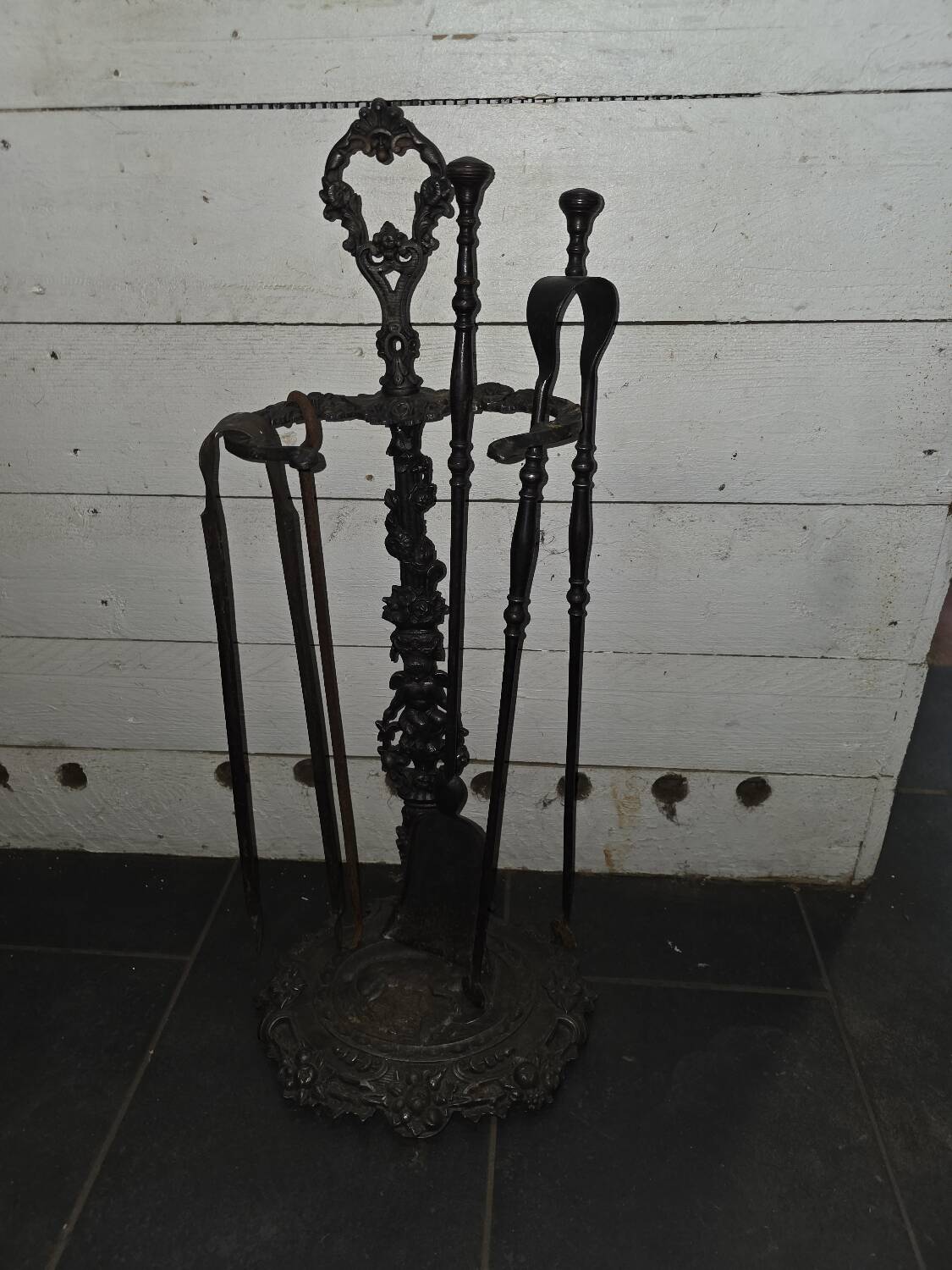 Antique cast iron fireplace set