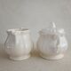 Teapot, sugar bowl and ivory milk jar from Sarreguemines