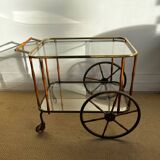 Bar cart in faux bamboo attributed to Maison Jansen.