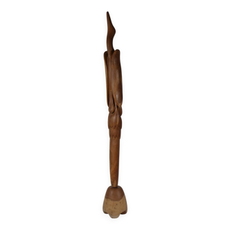 Sculpture de grue en teck massif XXL - Design des années 60, Art du milieu du siècle