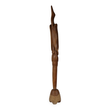 Sculpture de grue en teck massif XXL - Design des années 60, Art du milieu du siècle