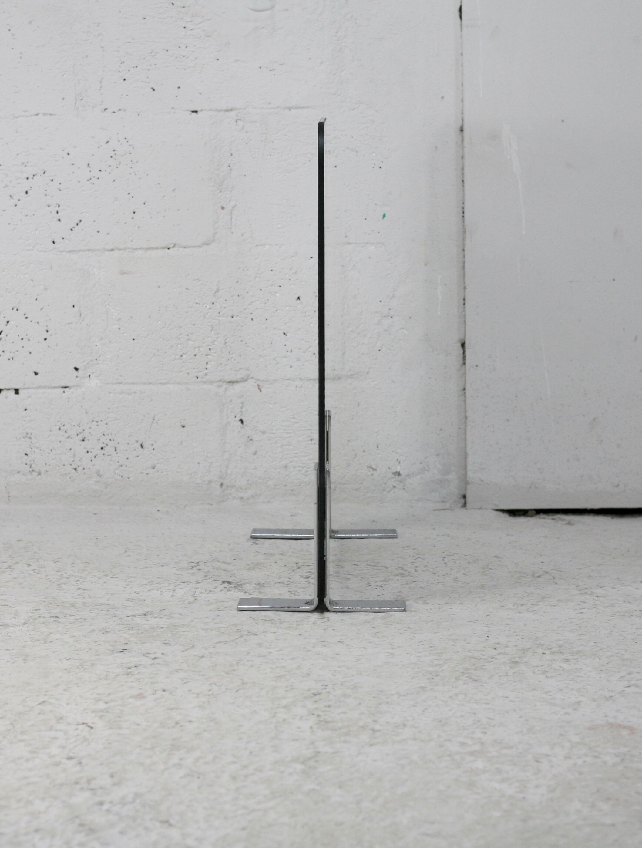 Pare-feu saint-gobain, acier chromé et verre fumé, france, circa 1970