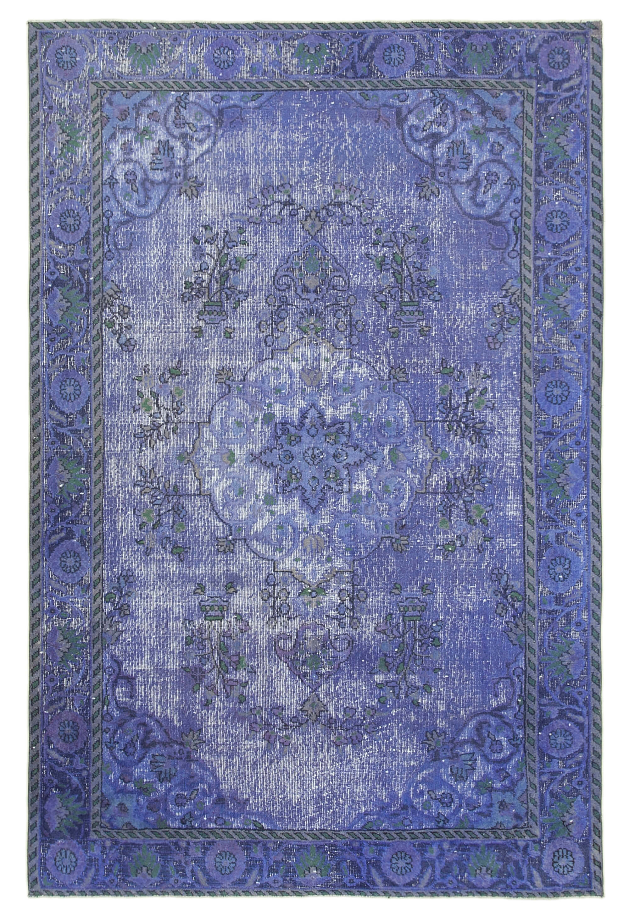Hand-knotted bohemian turkish 1970s 180 cm x 274 cm purple rug
