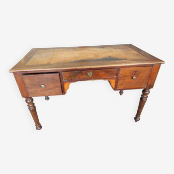 Bureau plat Louis Philippe en noyer