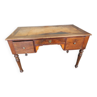 Bureau plat Louis Philippe en noyer