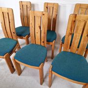 Ensemble de 6 chaises de salle à manger en pin danois, années 1970.