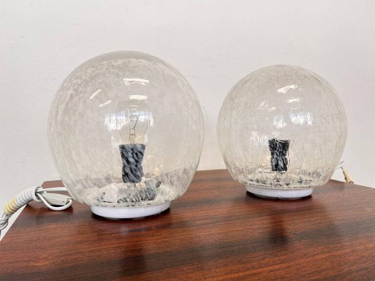 Pair of design mid century artglass Table Lamps, 1980s - Czechoslovakia