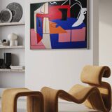 Large original abstract "Blue Chaos" 130x97 cm