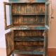 Old Burmese teak vessel Blue-ecru patina