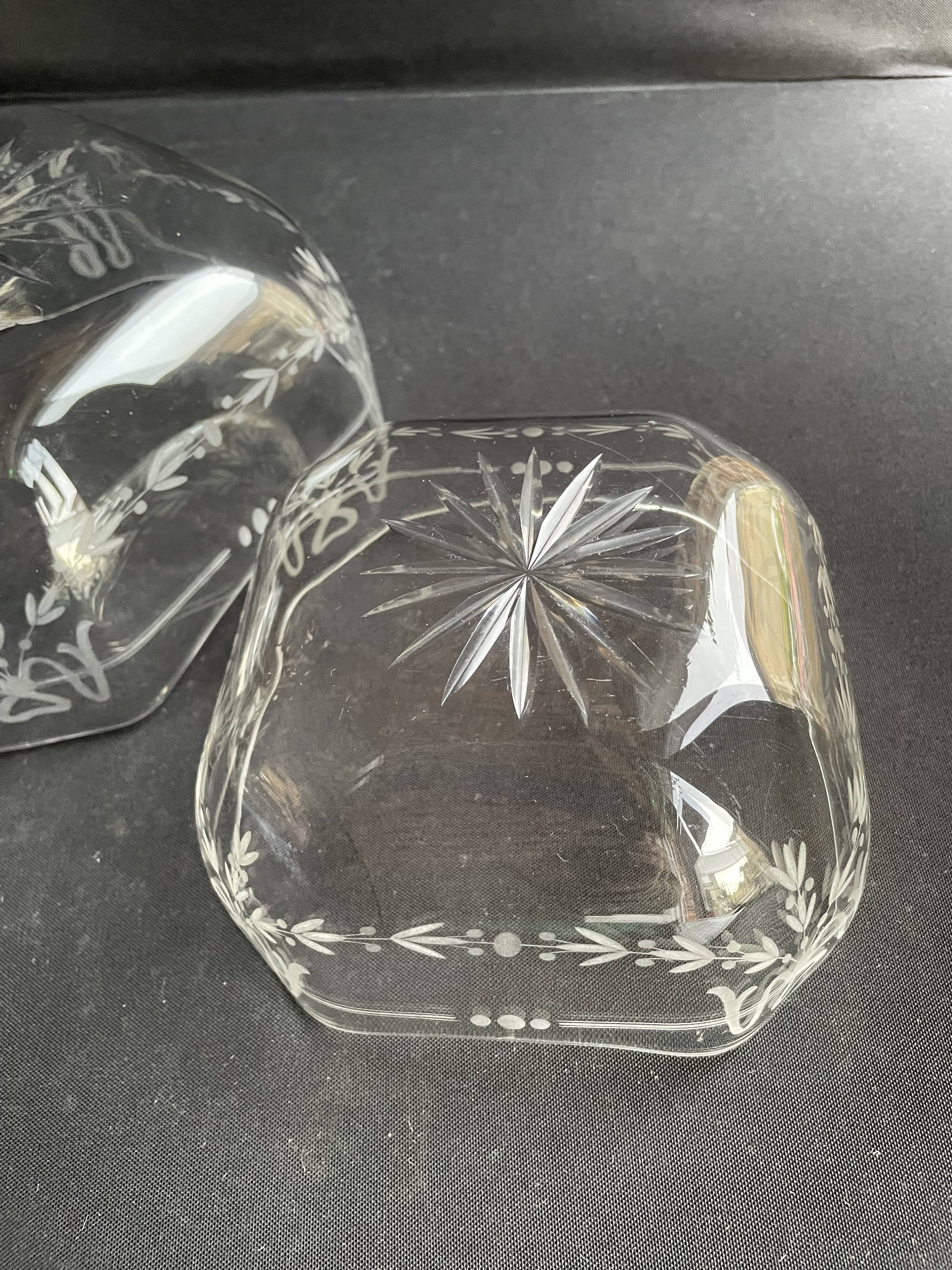 2 Louis XVI style cut crystal salad bowls