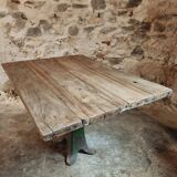Antique solid oak table on cast iron base – France, 18th century
