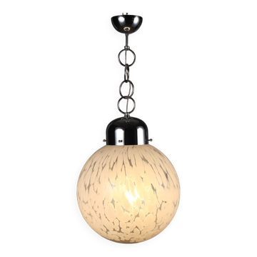 Vintage ceiling light in metal and blown glass, Italy, 1960s-1970s.