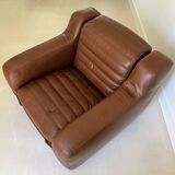 Prototype armchair in brown imitation leather by Michel Ducaroy, France 1970s