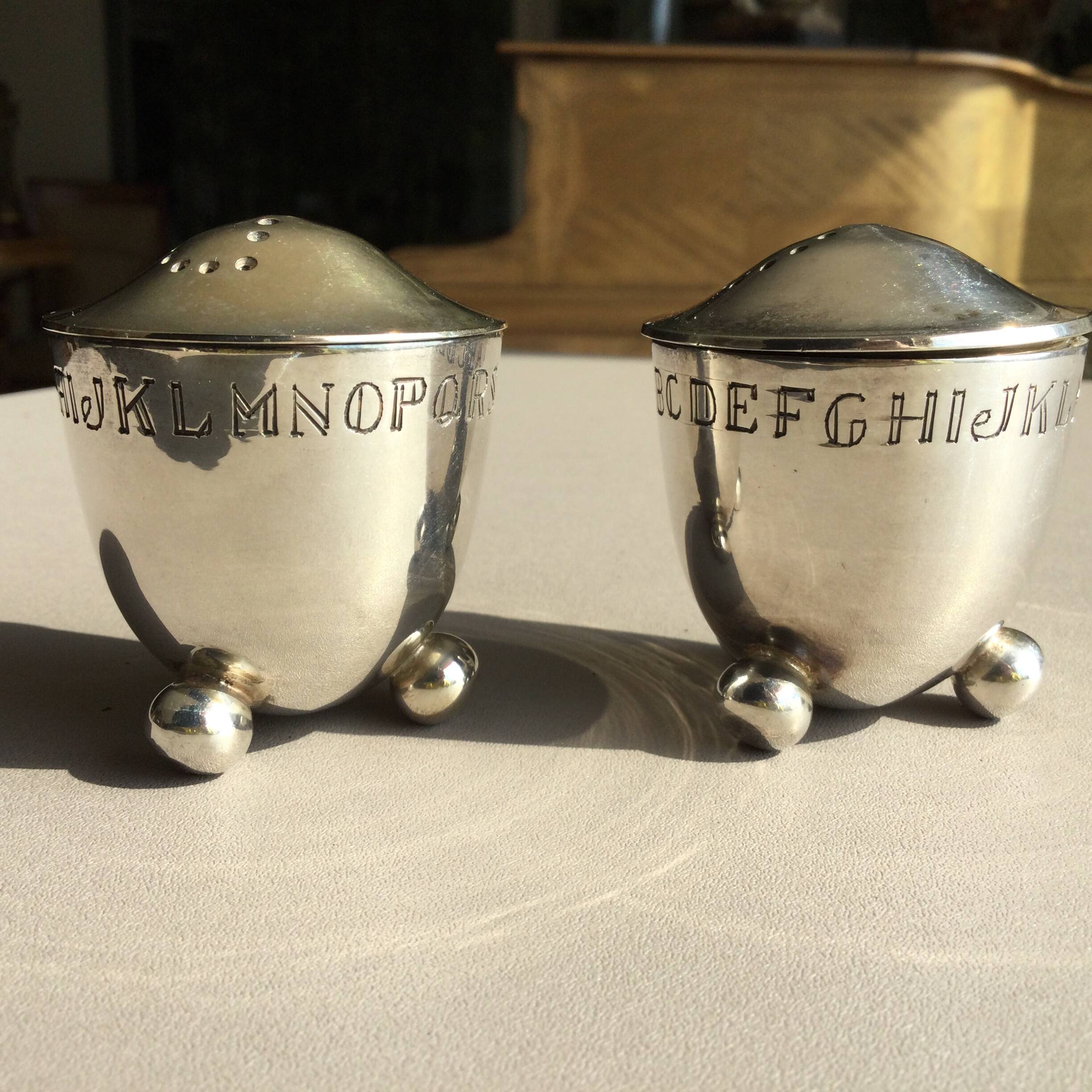 silver-plated salt and pepper shaker set