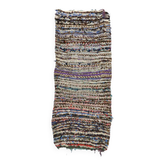 Colorful Moroccan Kilim Boucherouite rug - 100 x 241 cm
