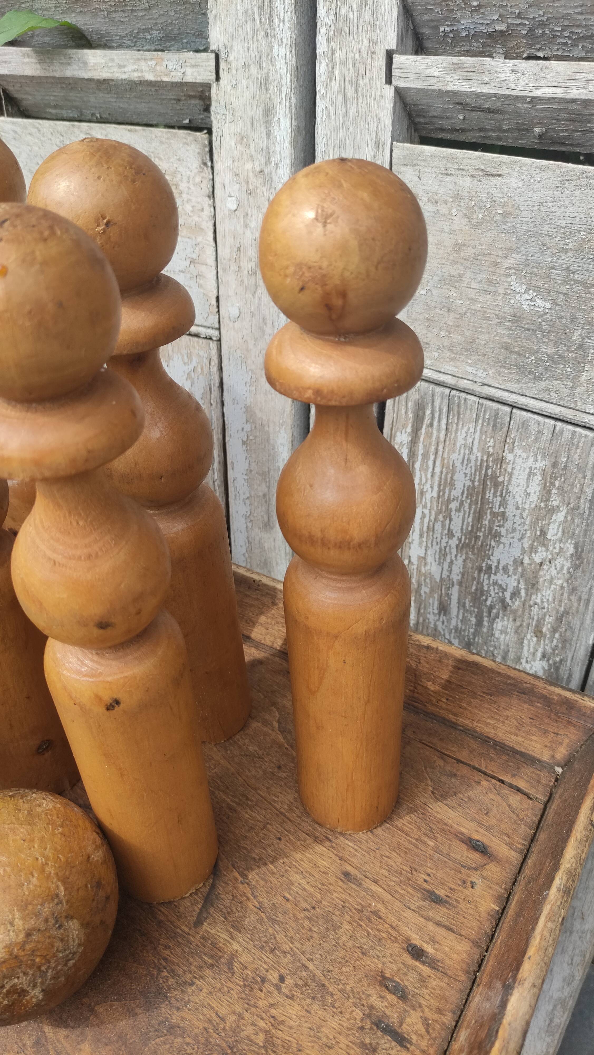 Old vintage wooden bowling game