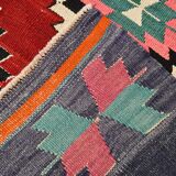 6x9 Red & Grey Orientel Large Kilim Rug, Vintage Wool Kilim Rug, 170x267Cm