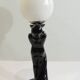 Art Deco lamp woman holding a luminous globe – Vintage resin lamp – L