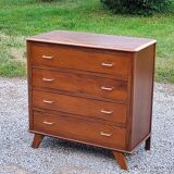 Vintage oak chest of drawers from the 50s with 4 drawers and compass feet