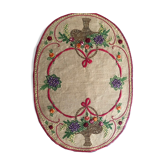 old oval placemat handmade embroidery 36x50